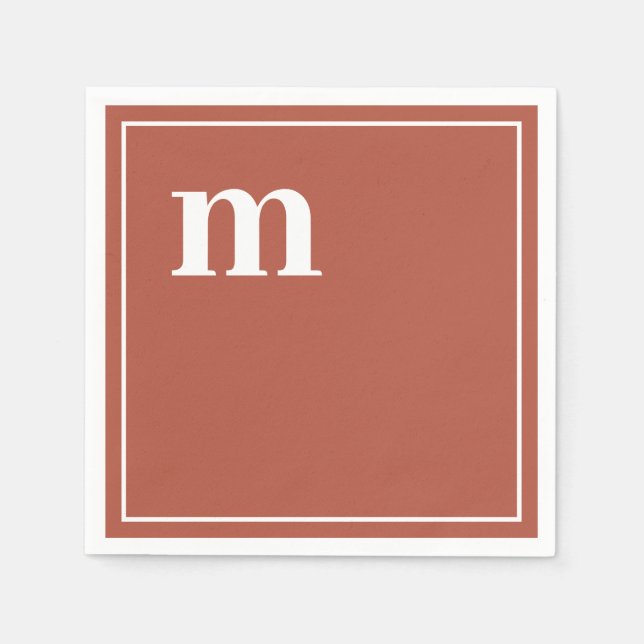 Trendy Bold Lower Case Monogram Terracotta Napkins Serviette (Vorderseite)