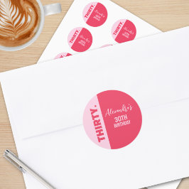 Trendy Bold Pink und Red Girly 30. Geburtstag Runder Aufkleber