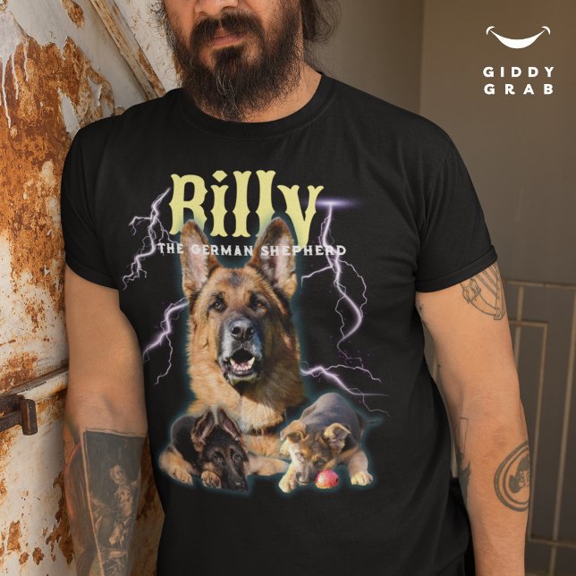 Trendy Bootleg Personalisiert Dog Foto 90er T-Shirt (Von Creator hochgeladen)