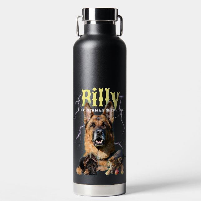 Trendy Bootleg Personalisiert Dog Foto 90er Trinkflasche (Vorderseite)