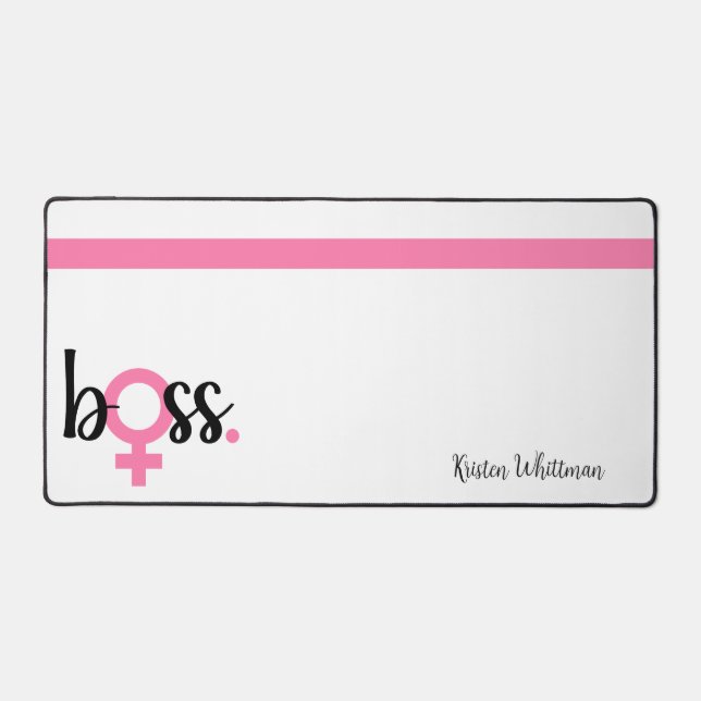 Trendy Boss Lady Modern Typografy Pink Desk Schreibtischunterlage (Vorderseite)
