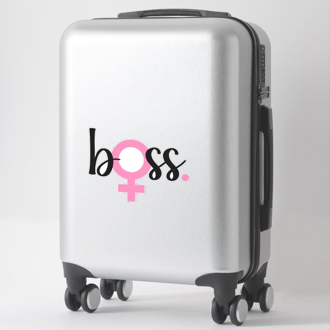 Trendy Boss Lady Moderne Typografie Black Pink Aufkleber (Koffer)