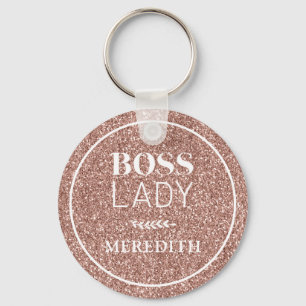 Trendy Boss Lady Roségold Glitter Personalisiert Schlüsselanhänger