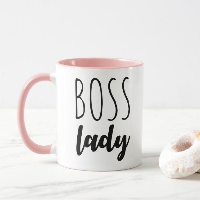 Trendy Boss Lady Typografie Tasse (Mit Donut)