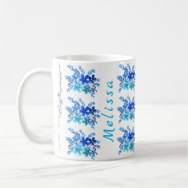 Trendy Botanical Blue Watercolor Blume Kaffeetasse