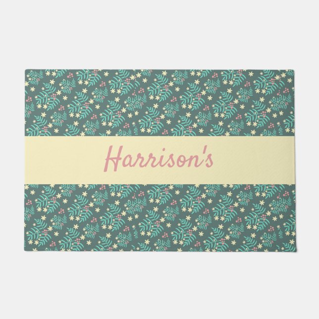 Trendy Botanical Mit Monogramm Doormat Fußmatte (Vorderseite)