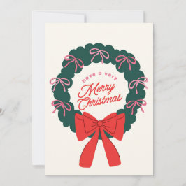 Trendy Bow Girly Christmas Card Feiertagskarte