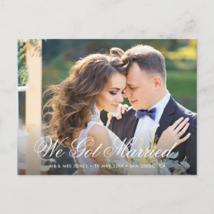 Trendy Braut & Bräutigam Foto Hochzeit Ankündigung Postkarte