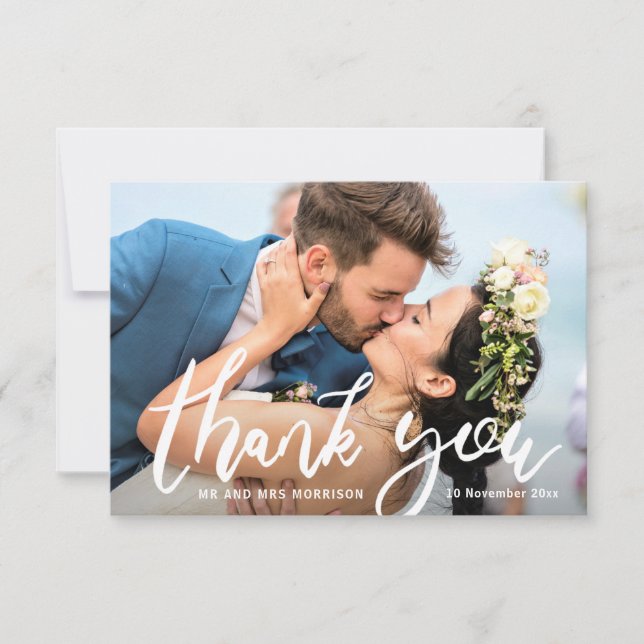 Trendy Braut & Bräutigam Hochzeit danke Ihnen Foto (Vorderseite)