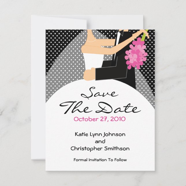 Trendy Bride & Groom Save the Date Einladung (Vorderseite)