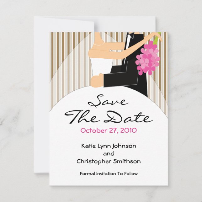 Trendy Bride & Groom Save the Date Einladung (Vorderseite)
