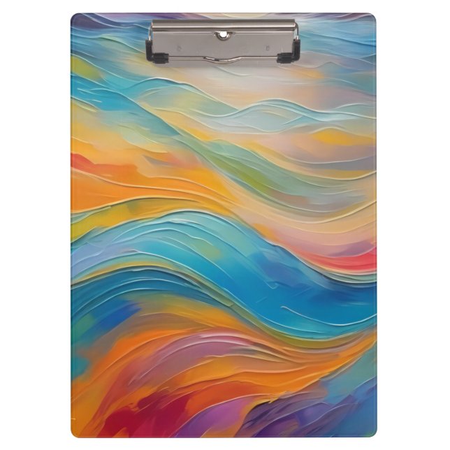 Trendy Bright Abstrakt Blue Gelb Pattern Klemmbrett (Vorderseite)