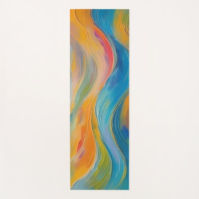 Trendy Bright Abstrakt Blue Gelb Pattern Yogamatte (Vorderseite)