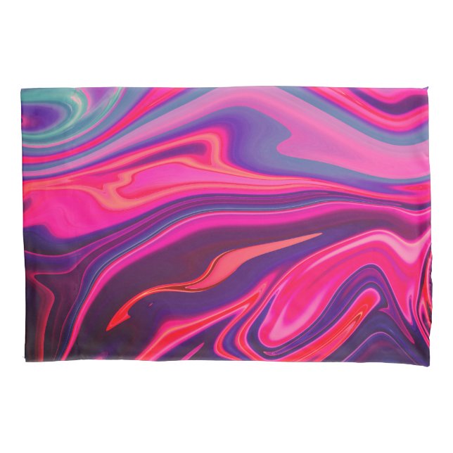 Trendy Bright Blue Pink Green Abstrakt Pattern Kissenbezug (Vorderseite)