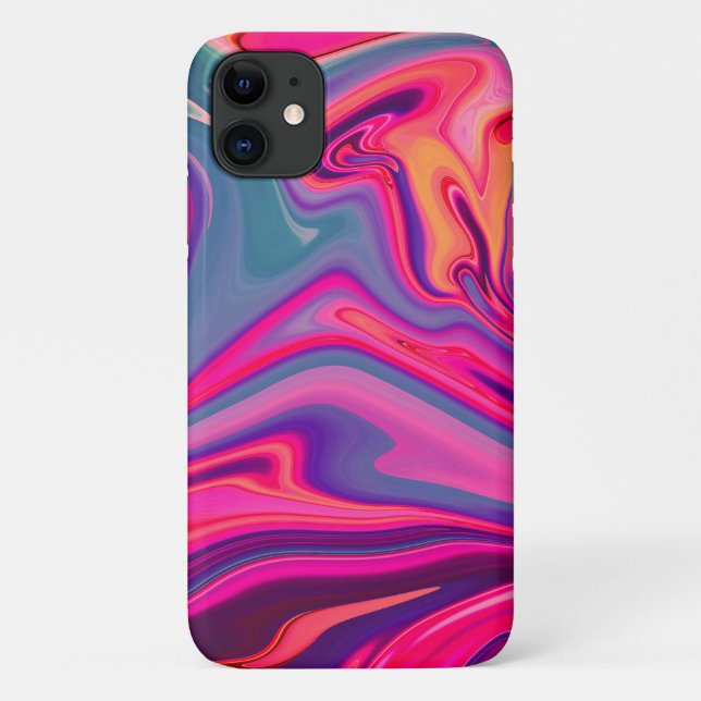 Trendy Bright Blue Pink Green Abstraktes Muster Case-Mate iPhone Hülle (Rückseite)