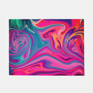 Trendy Bright Blue Pink Green Abstraktes Muster Fußmatte