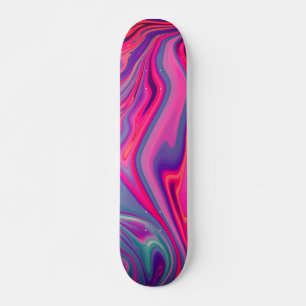 Trendy Bright Blue Pink Green Abstraktes Muster Skateboard
