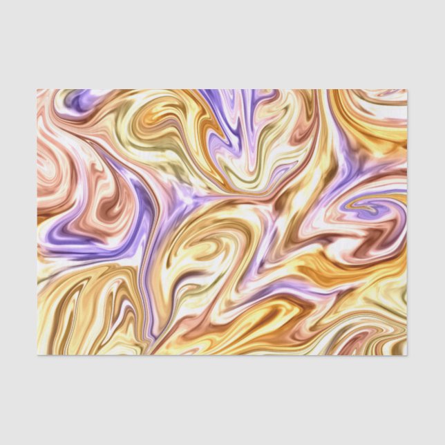Trendy Bright Gold Lila Waves Abstraktes Muster Seidenpapier (Vorderseite)