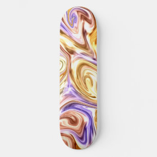 Trendy Bright Gold Lila Waves Abstraktes Muster Skateboard
