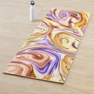 Trendy Bright Gold Lila Waves Abstraktes Muster Yogamatte