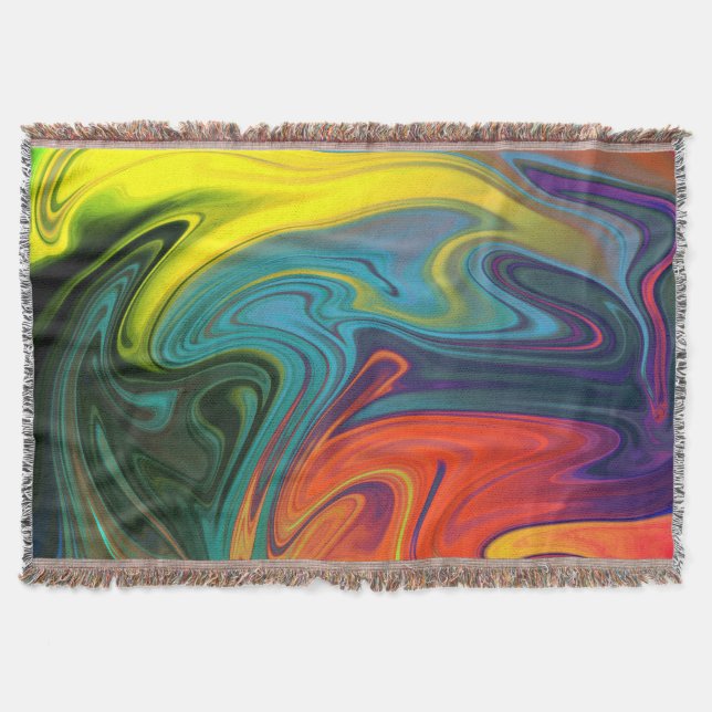 Trendy Bright Neon Orange Red Blue Gelb Decke (Vorderseite)
