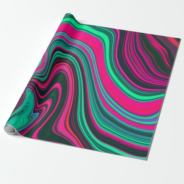 Trendy Bright Neon Pink Green Abstrakt Pattern Geschenkpapier (Ungerollt)
