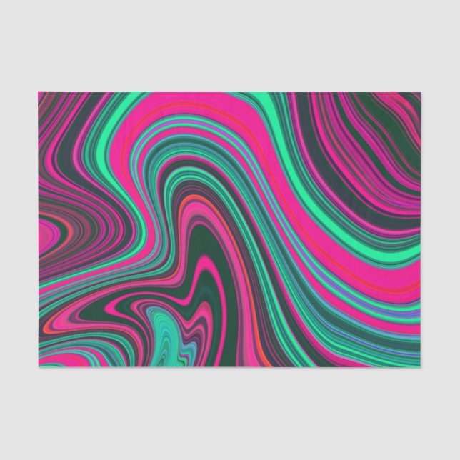 Trendy Bright Neon Pink Green Abstrakt Pattern Seidenpapier (Vorderseite)