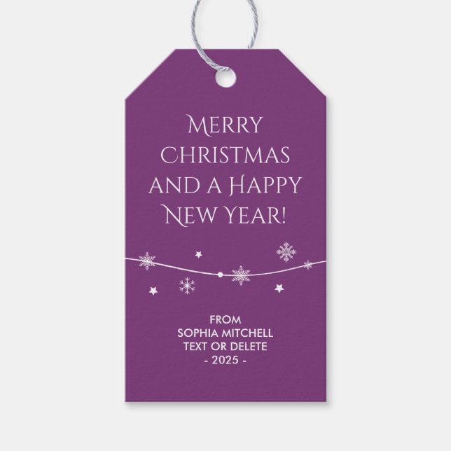 Trendy - Bright Purple - Snowflake étiquettes cade (Devant)