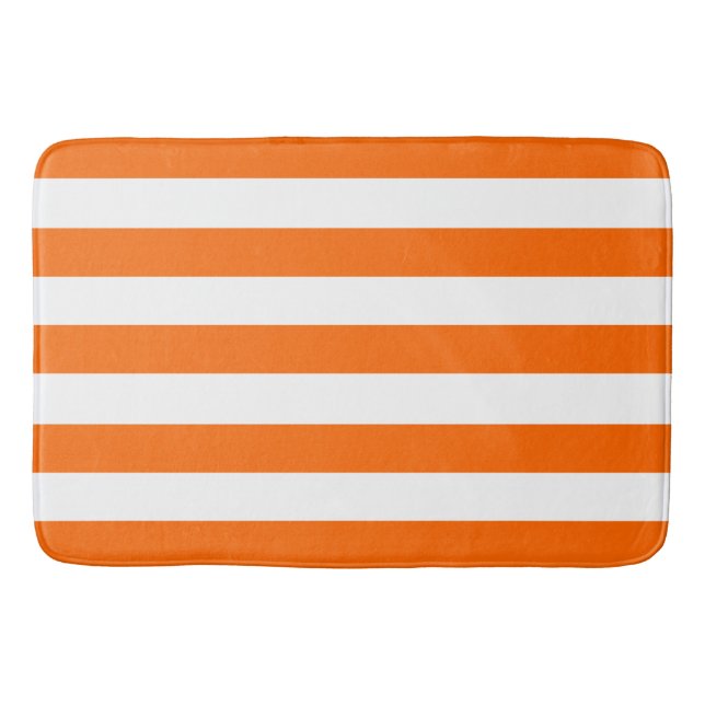Trendy Bright Summer Hot Orange Horizontale Streif Badematte (Vorderseite)