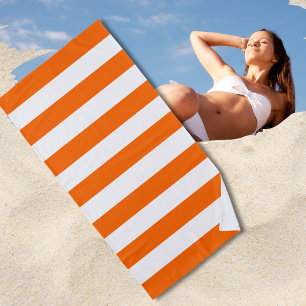 Trendy Bright Summer Hot Orange Horizontale Streif Strandtuch