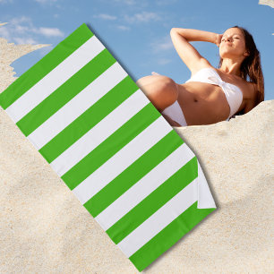 Trendy Bright Summer Kelly Green Stripes Strandtuch
