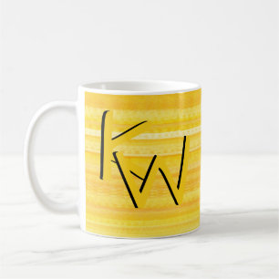 Trendy Bright Sunshine Yellow Pattern Monogram Kaffeetasse