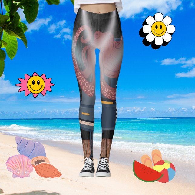 Trendy Brown Octopus Tentacles Gymnastik Frauen Leggings (Von Creator hochgeladen)