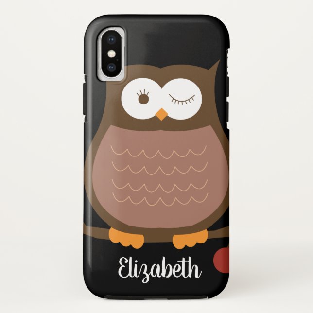 Trendy Brown Owl / Name Cell Phone Case (Rückseite)