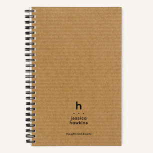 Trendy Brown Pappe Modernes Rundlaufmonogramm Notizbuch