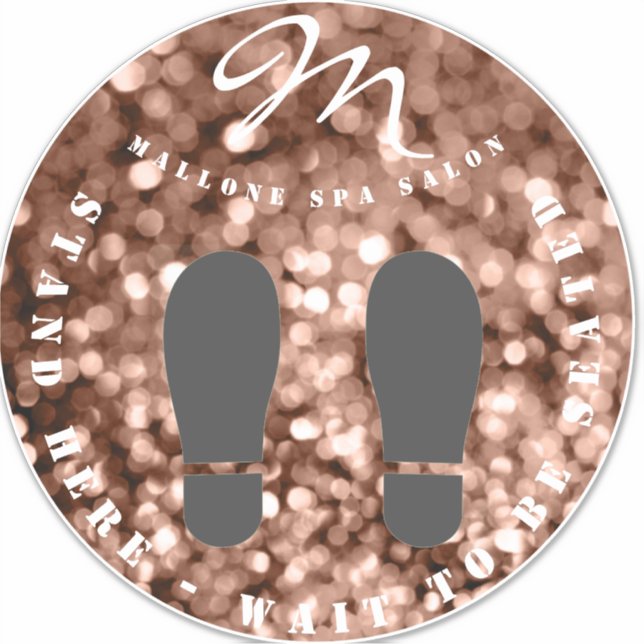 Trendy Brown Sparky Monogram Salon Floor Aufkleber (Vorderseite)