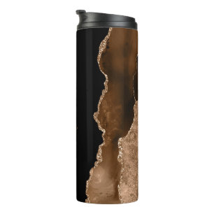 Trendy Brown und Gold Agate marmoriert Thermosbecher
