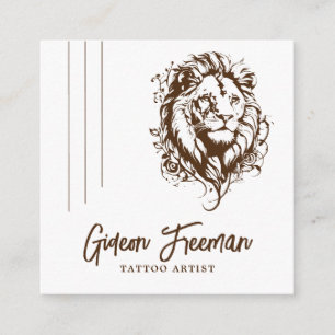 Trendy Brown und White Lion Tattoo Artist Quadratische Visitenkarte