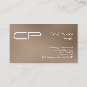 Trendy Browny Chic Monogram Business Card Visitenkarte