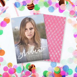 Trendy Brush Script Foto Abschluss Ankündigung