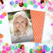 Trendy Brush Script Photo Graduation Announcement