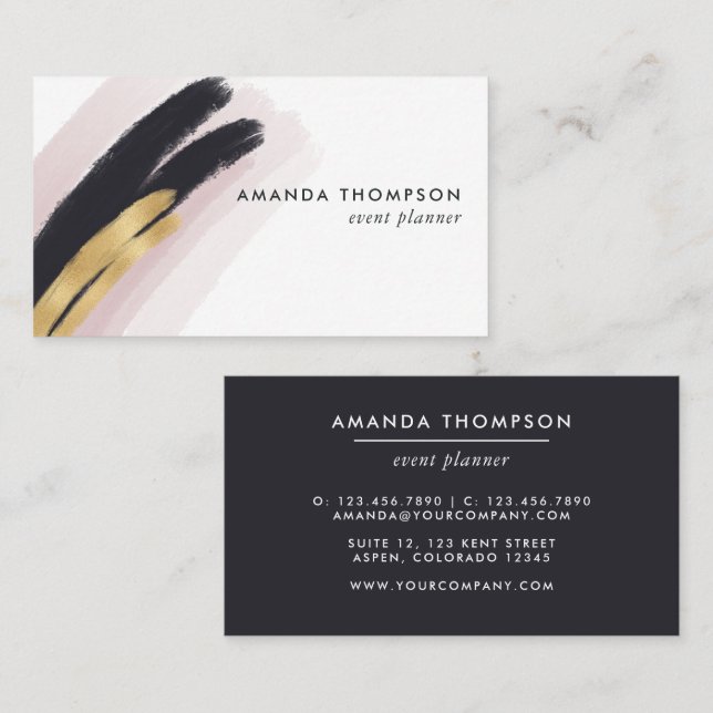 Trendy Brush Strokes Collage Business Card Visitenkarte (Vorne/Hinten)