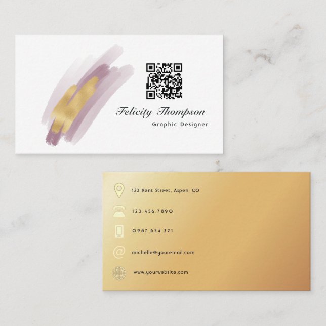 Trendy Brush Strokes Collage Business Card Visitenkarte (Vorne/Hinten)