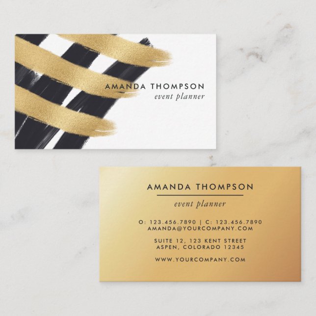 Trendy Brush Strokes Collage Business Card Visitenkarte (Vorne/Hinten)