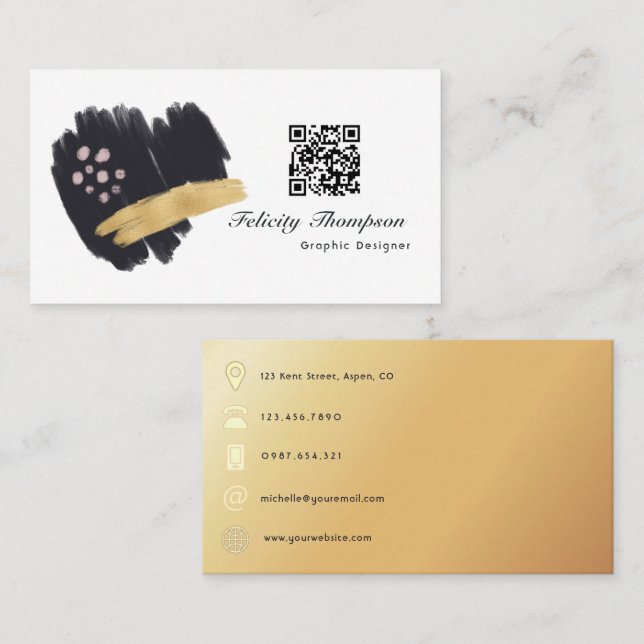 Trendy Brush Strokes Collage Business Card Visitenkarte (Vorne/Hinten)