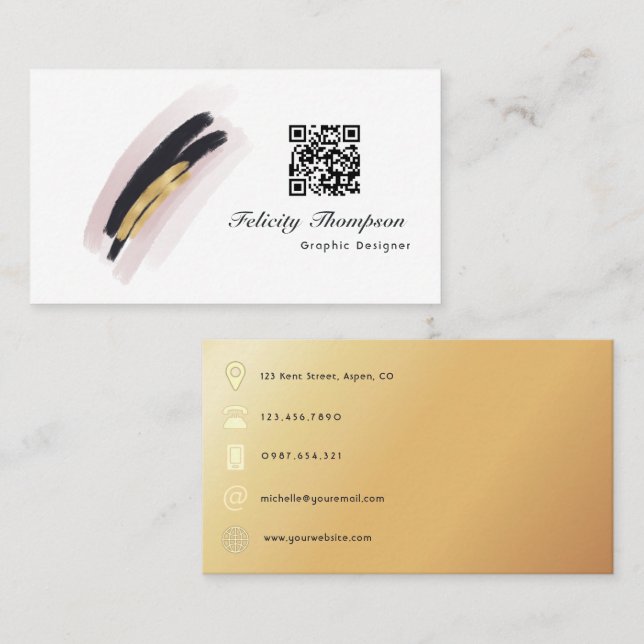 Trendy Brush Strokes Collage Business Card Visitenkarte (Vorne/Hinten)