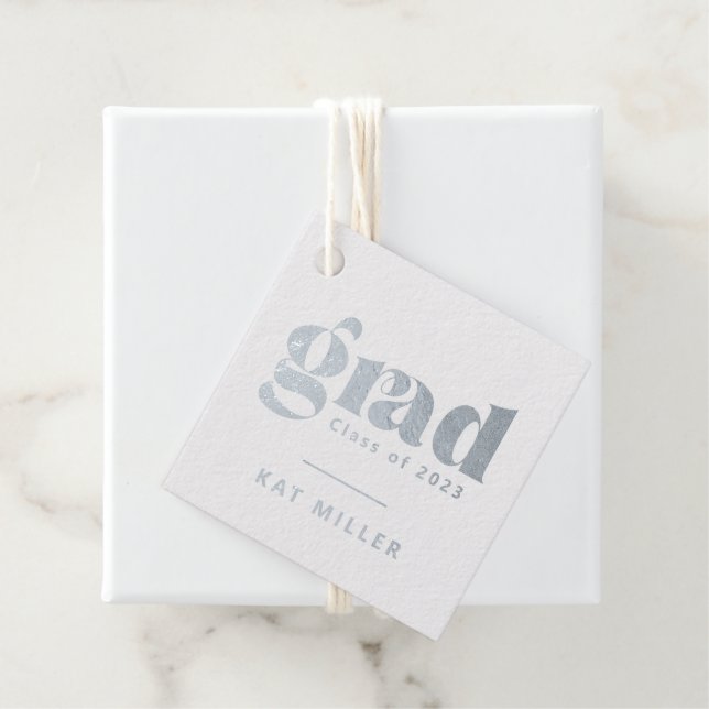 Trendy Bubbly Foil Graduation Party Foto Backer Geschenkanhänger (Mit Box)