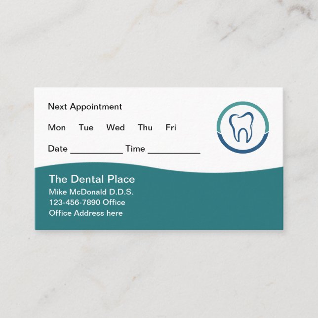 Trendy Budget Dentist Termine Business Cards Visitenkarte (Vorderseite)