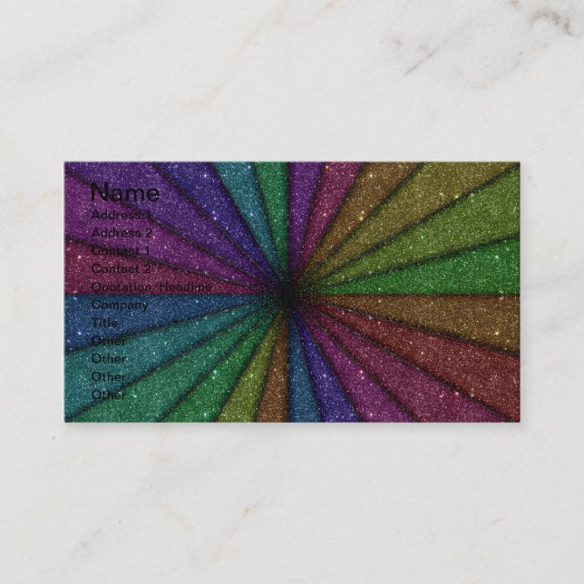 Trendy bunte Glitzer-Explosion Visitenkarte (Vorderseite)