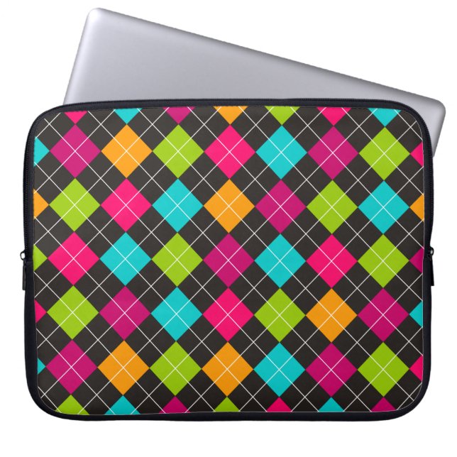 Trendy bunte Rauten-Muster-Laptop-Hülse Laptopschutzhülle (Vorderseite)